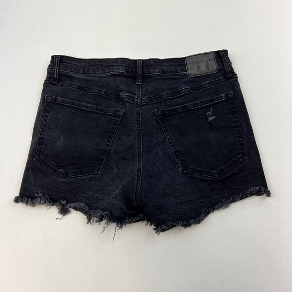 Aeropostale Cut Off Distressed High Rise Denim Shorts Black Womens Size 12 - Picture 8 of 10